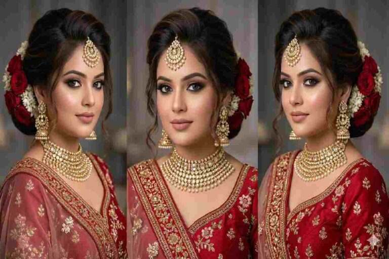 round face modern indian wedding hairstyles