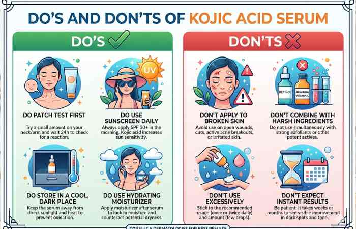 do’s and don’ts of kojic acid serum